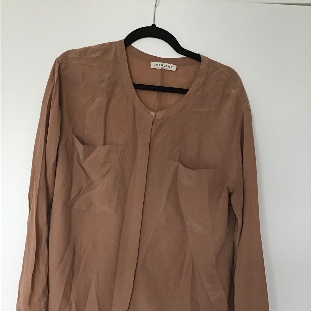 Everlane silk blouse brown medium